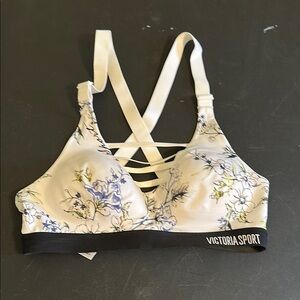 Floral Print Bra - White and Blue